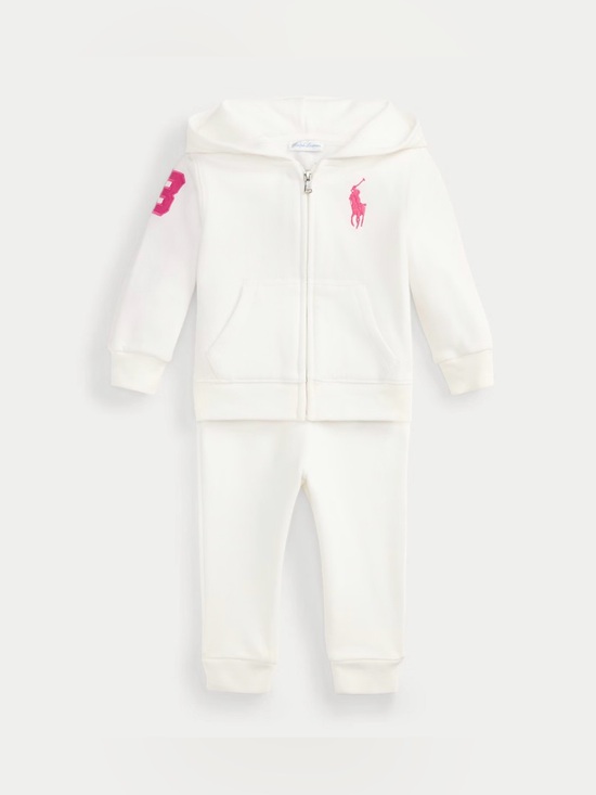 Ralph Lauren Other - Ralph Lauren Baby White Hoodie & Jogger Set with Hot Pink Logo Accents 6 Months